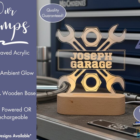 Personalized Garage Night Light – Custom LED Lamp for Mechanics - Picture 3 of 8